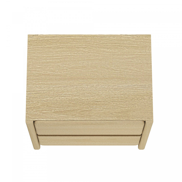 Table de nuit moderne Linda 24\" en chene naturel (2 tiroirs)
