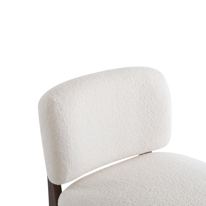 Coco Fauteuil de Salon Moderne en Bouclette avec Cadre en Bois Massif, Beige