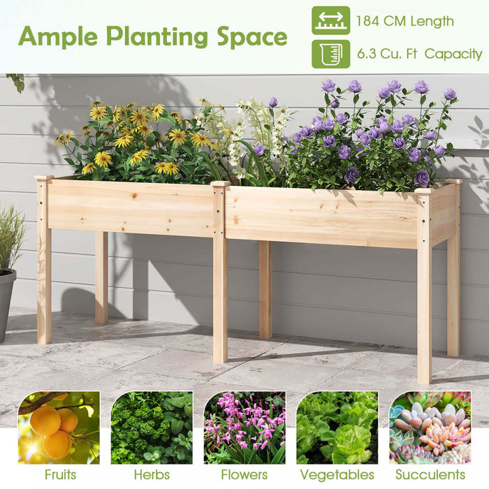 Lit De Jardin Eleve Costway Exterieur Avec Les Jambes 73x23x30in Boite De Planteur En Bois Avec Panneau Diviseur Beige