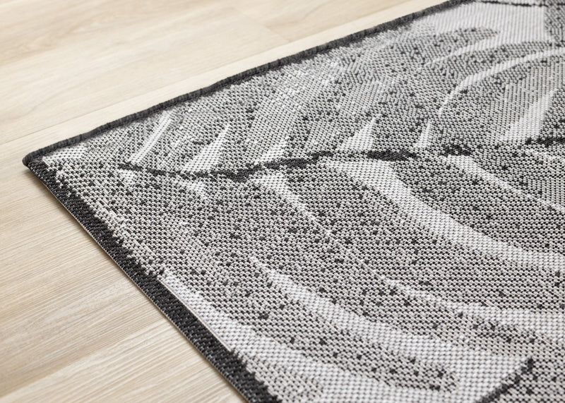 Tapis Jackson a feuilles botaniques gris et blanc, 6'7\" x 9'6\"