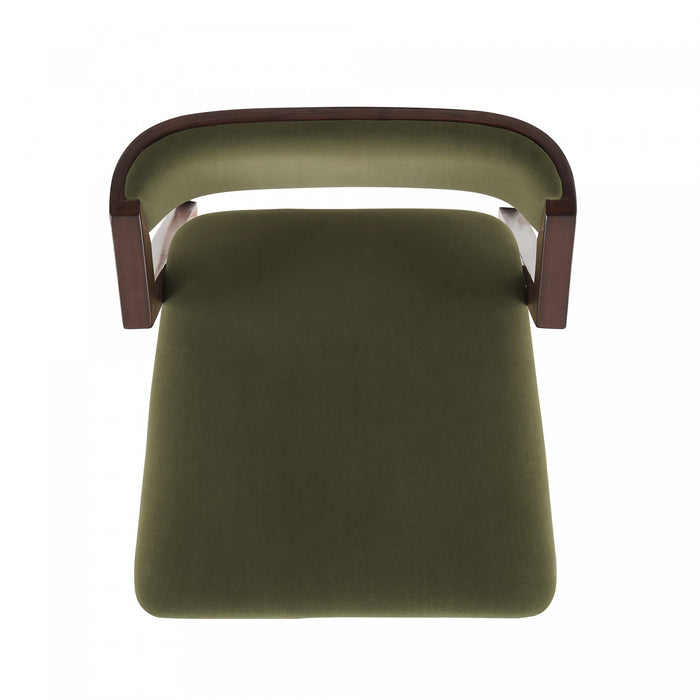 Tabouret de bar moderne Patricia en bois avec revetement en tissu vert tortue