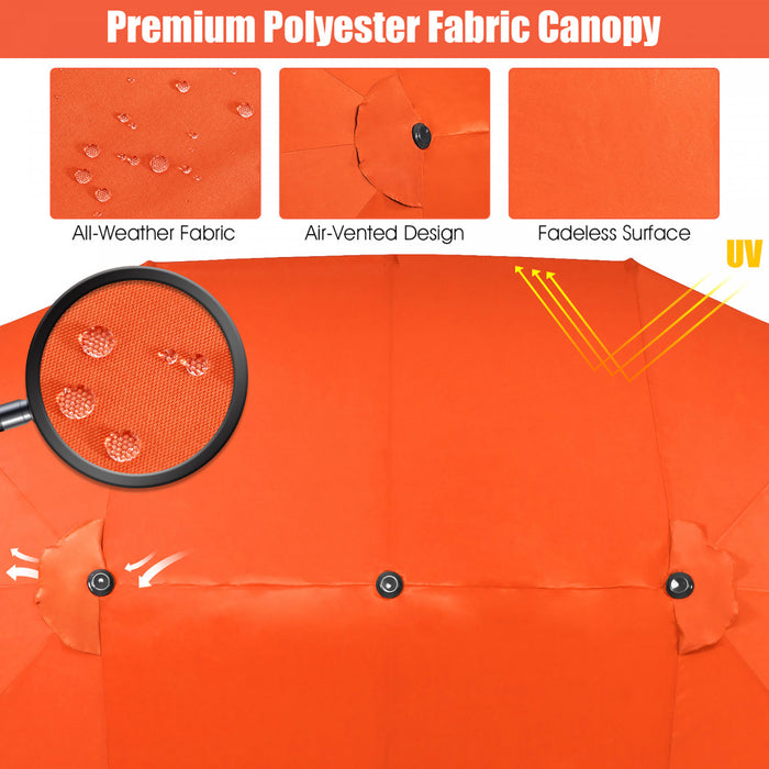 Costway Parasol double face 15FT a manivelle pour patio Jardin marche protection solaire Orange