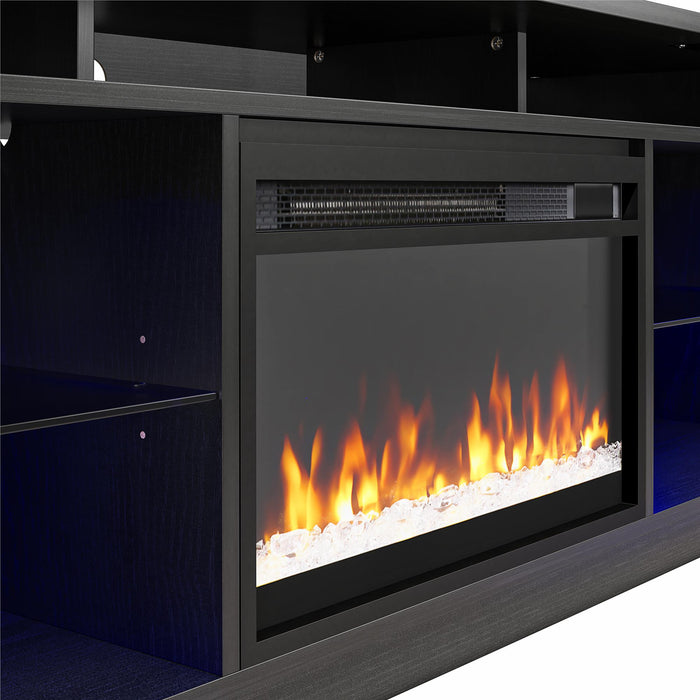 Meuble pour téléviseur Luna d’Ameriwood Home avec foyer électrique pour téléviseurs jusqu’à 75 po - chêne noir