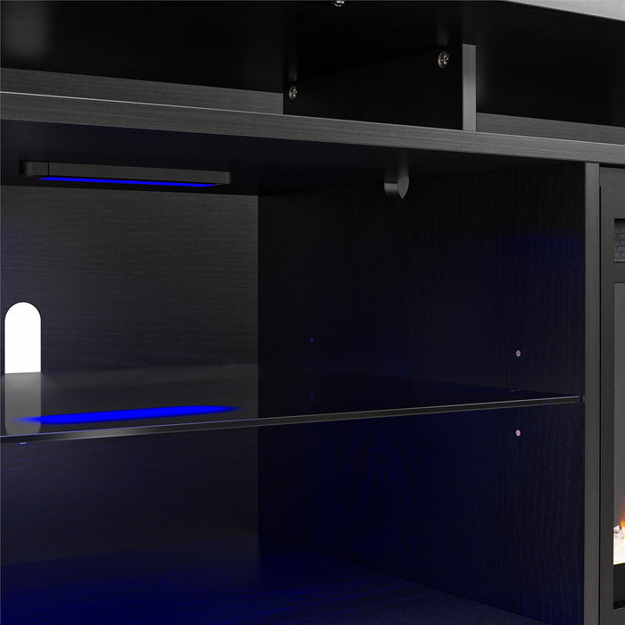 Meuble pour téléviseur Luna d’Ameriwood Home avec foyer électrique pour téléviseurs jusqu’à 75 po - chêne noir