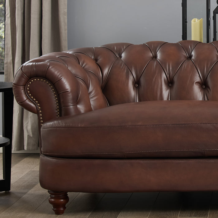 Causeuse Brixton de Hydeline en cuir - brune
