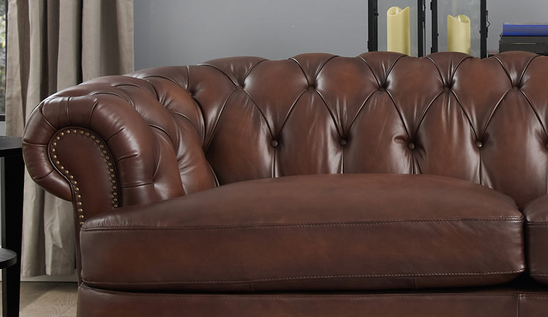 Causeuse Brixton de Hydeline en cuir - brune