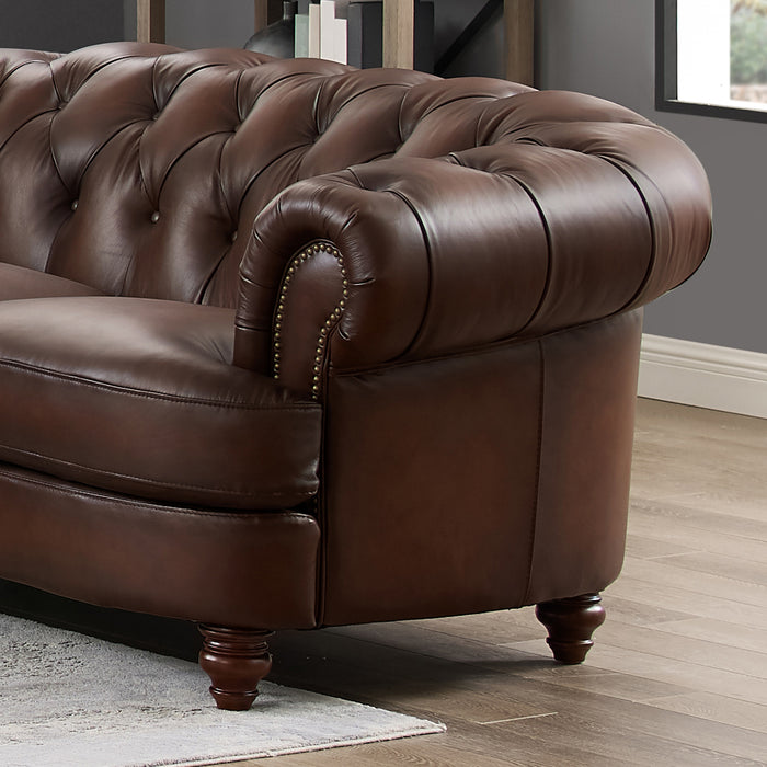 Causeuse Brixton de Hydeline en cuir - brune