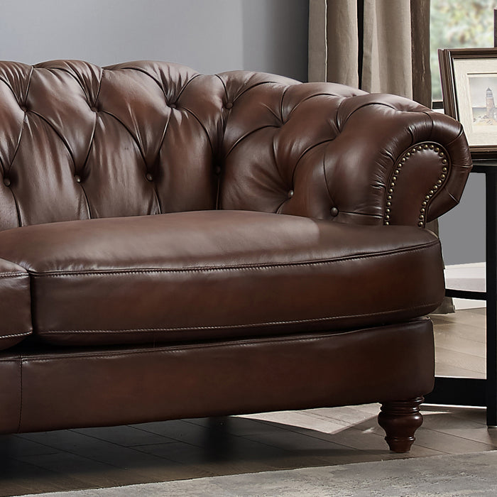 Causeuse Brixton de Hydeline en cuir - brune