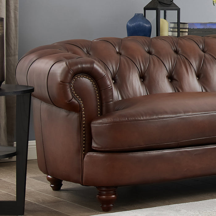 Causeuse Brixton de Hydeline en cuir - brune