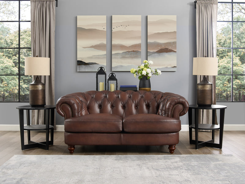 Causeuse Brixton de Hydeline en cuir - brune