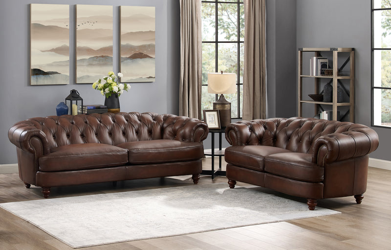 Causeuse Brixton de Hydeline en cuir - brune