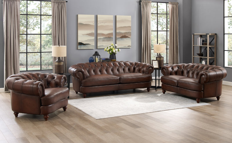 Causeuse Brixton de Hydeline en cuir - brune