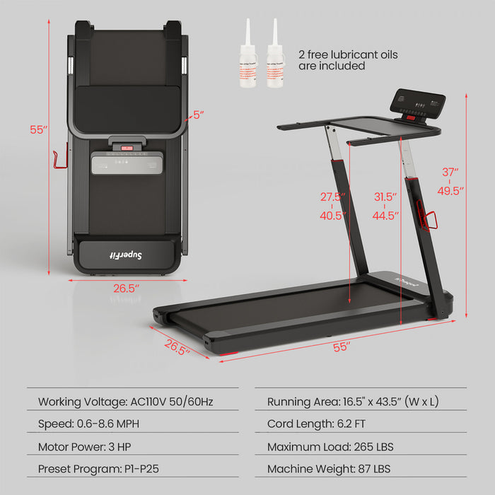 Superfit 3hp Machine De Course Pliant Tapis Roulant Hauteur Reglable App Tableau De Controle