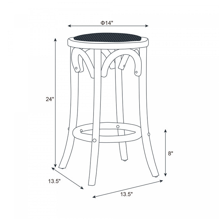 Tabouret Rae de hauteur comptoir en rotin et sans dossier - noyer