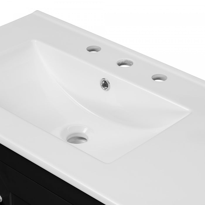 Meuble de salle de bain moderne Derek 36 pouces avec lavabo ceramique et rangement multiple, noir
