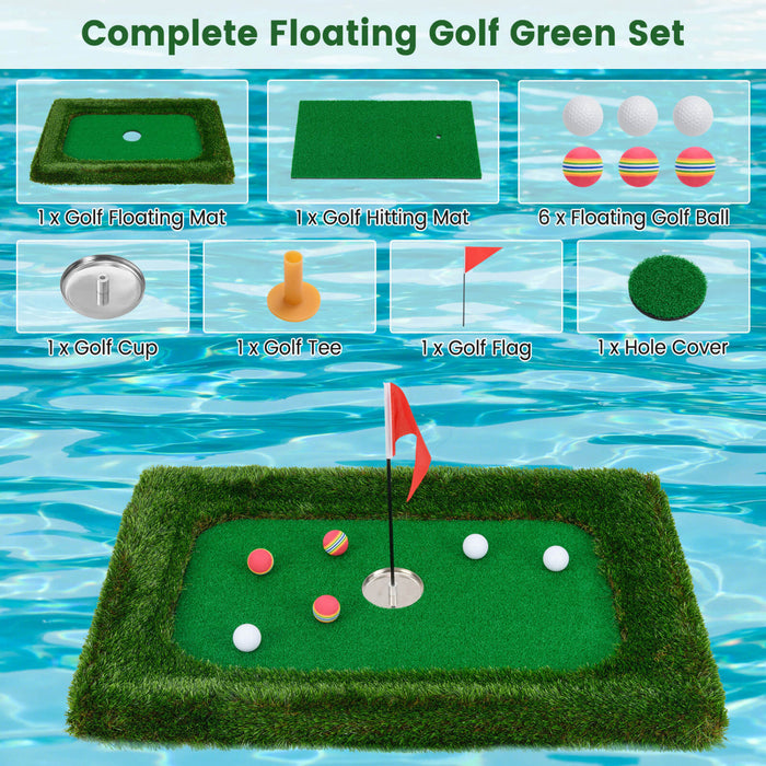 Costway Rectangulaire Flottant Golf Vert Pour La Piscine Comprend Le Tapis De Golf Frappant 6 Balles De Golf