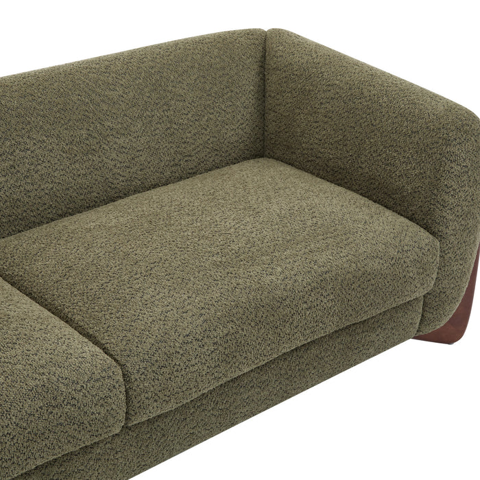 Harold Canape 3 places en bois de 82,75\" avec revetement boucle et sherpa, vert olive