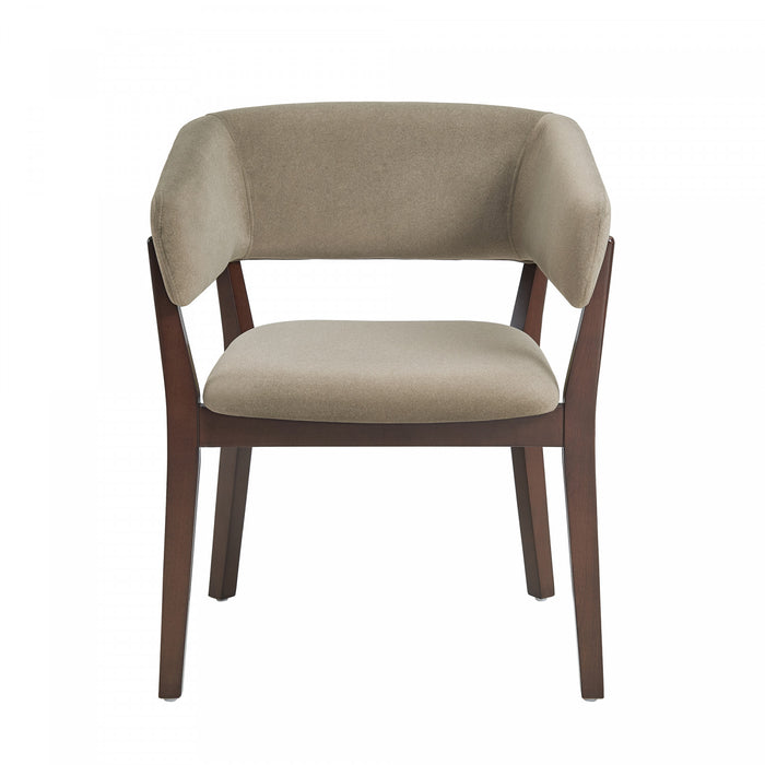 Fauteuil Blake moderne en bois avec imitation mohair, coloris lin