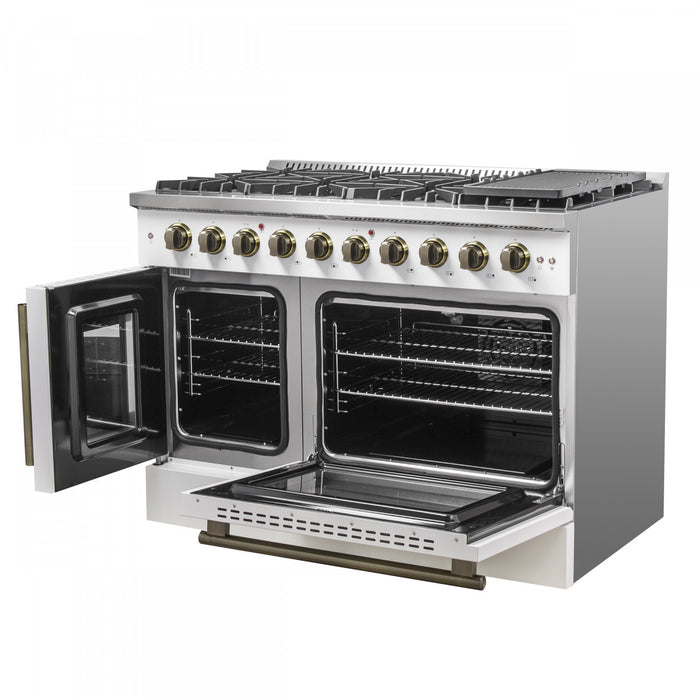 Cuisiniere a gaz blanche Galiano 48 pouces, 4,32 pi³ – FFSGS6444-48WHT