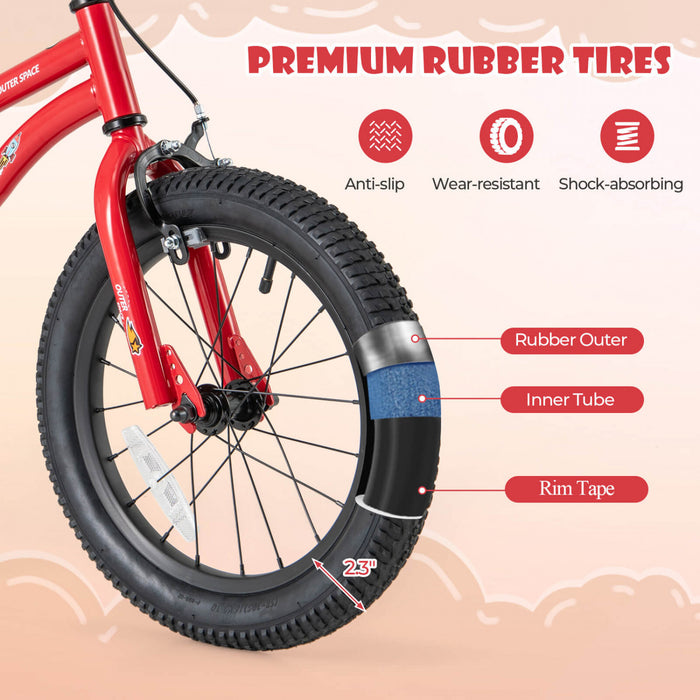 Velo Costway 16 Pouces Pour Enfants De 4 A 7 Ans Avec Selle Reglable Et Guidon Antiderapant Rouge