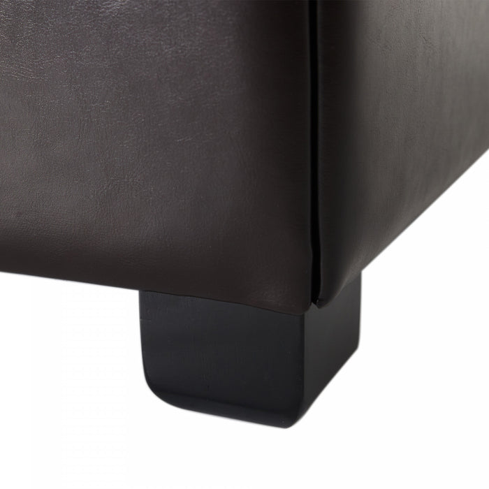 Liam Ottoman Coffre Carre Large de 34,25\" en Simili Cuir avec Rangement, Chocolat