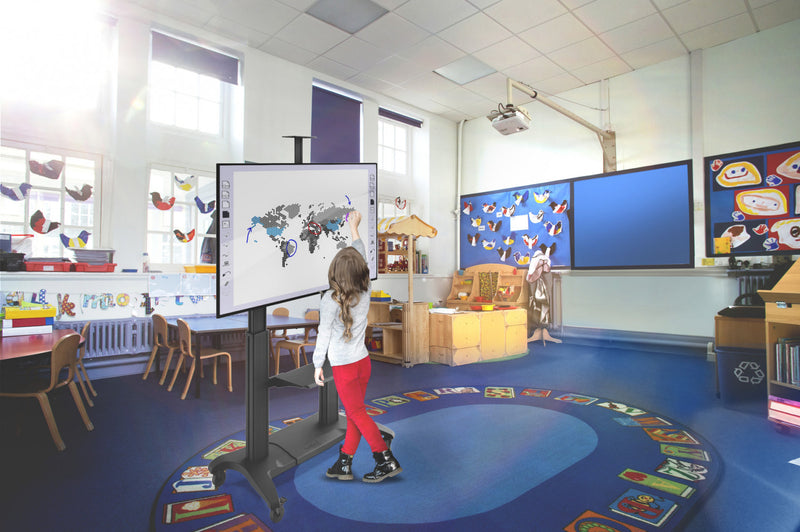 Chariot mobile pour televiseur Kanto MTMA100PL avec etagere reglable et poignees integrees pour televiseurs de 55\" a 100\", noir