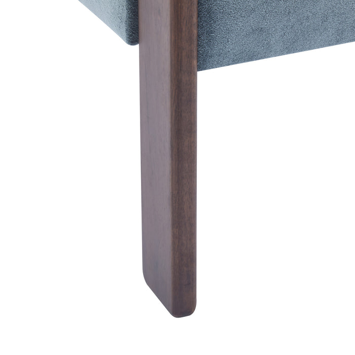 Olivia Fauteuil d’appoint rembourre en velours avec dossier cylindrique et structure en bois de caoutchouc, bleu