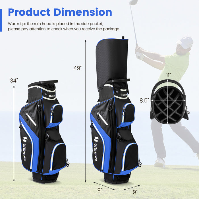 Sac De Chariot De Golf Leger Costway Avec 14 Diviseurs Superieurs De Maniere 9 Poches Sac De Refroidissement De Capuchon De Pluie