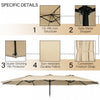 Costway 15FT Double-Sided Twin Patio Umbrella Outdoor Market with Crank & Base Beige