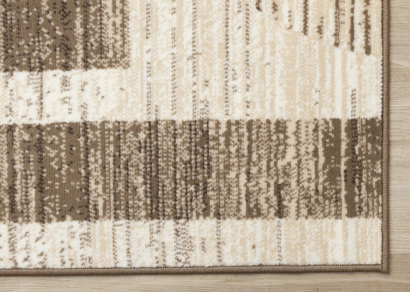 Carpette Forte brune, beige et crème à motif géométrique abstrait - 5 pi 3 po x 7 pi 5 po