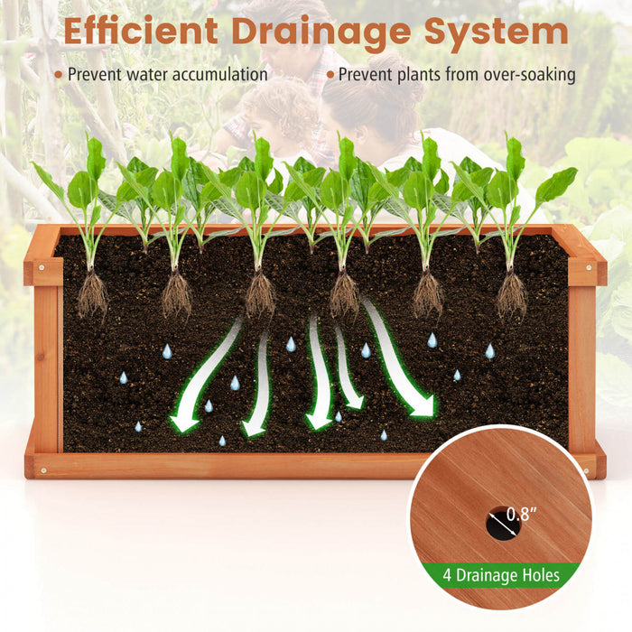 Costway Souleve Jardin Lit Sapin Bois Rectangle Planter Boite Avec Trous De Drainage Orange