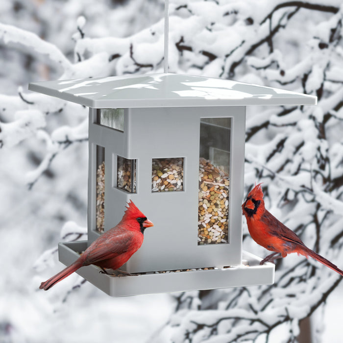 Cabane et mangeoire à oiseaux de Umbra - grise