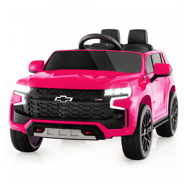 Costway 12v Enfants Roulent Sur La Voiture Chevrolet Tahoe Camion Electrique Suv Telecommande W / Lumiere Et Musique Rose