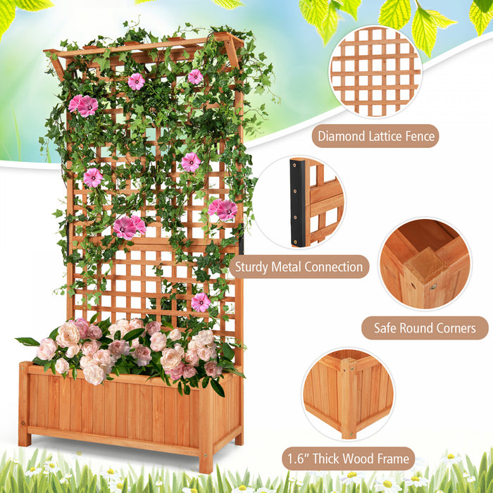 Costway A Eleve Le Conteneur Des Plantes D'escalade De La Boite Du Planteur De Lit De Jardin Avec Trellis & Toit Suspendu