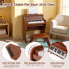 Costway 25 Keys Digital Piano with Music Stand Stool Lighted Keys Teaching Mode for 3+ Kids Brown