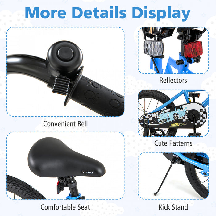 Costway 18\" Velo D'entrainement Pour Enfants Avec Roues D'entrainement Amovibles Pneumatiques Navy