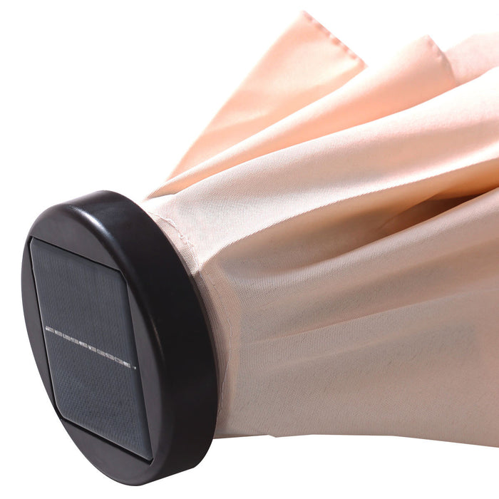 Costway Parasol Solaire de Patio 10ft LED Marche d'Exterieur en Acier Incline avec Manivelle Beige