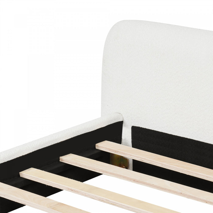 Joyce Lit confortable et elegant avec revetement pour chambre, Taille King, Blanc