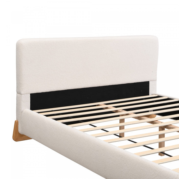 Olivia Lit elegant et confortable avec revetement, Taille Queen, Blanc