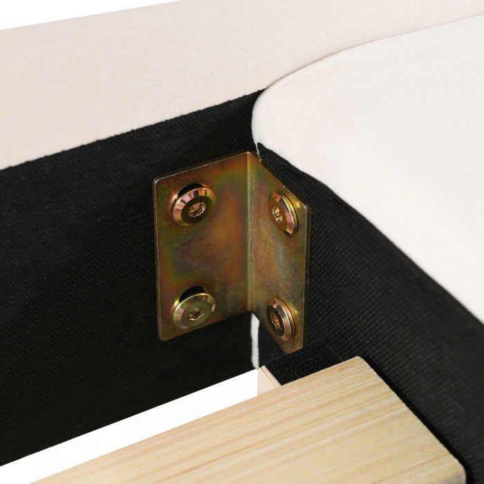 Lit Lily en velours rembourre avec bureau et tabouret, taille Full, beige