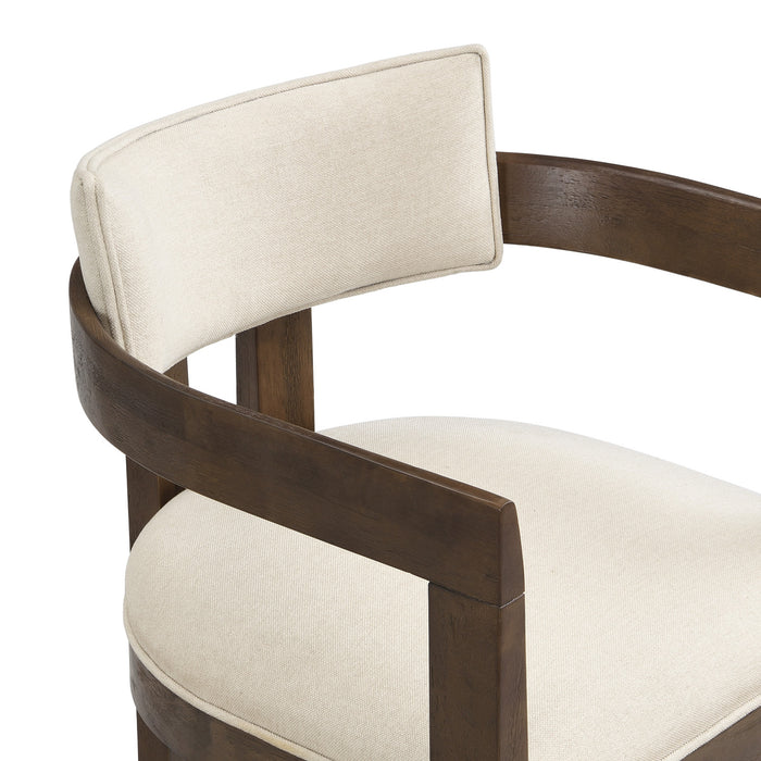 Evelyn Ensemble de 2 chaises de salle a manger en bois de caoutchouc avec accoudoirs et assise rembourree, noyer
