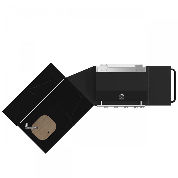 Module barbecue et evier All'Aperto 62 600 BTU avec comptoirs noirs et bar – FODKT2582BLK