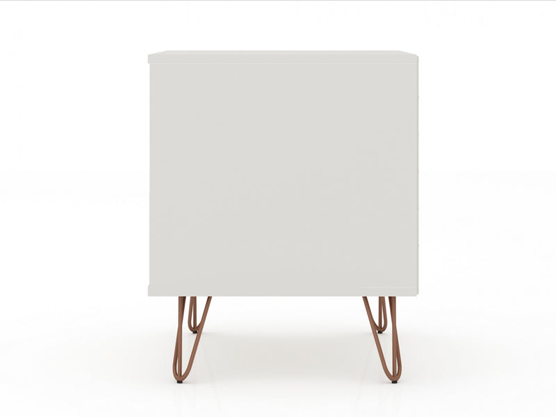 Table de nuit Rockefeller Mid-Century Modern 20\" en blanc casse (2 tiroirs) - Lot de 2