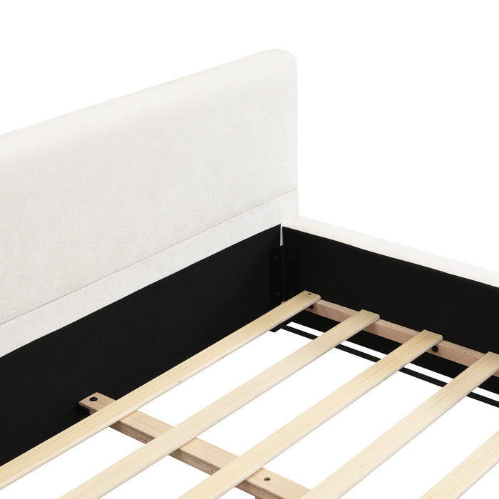 Charlotte Lit elegant avec revetement a bord large, Taille King, Beige