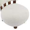 Nube Modern Boucle Accent Chair with Curved Backrest and Four-Leg Design, Off White, Walnut | Nube Fauteuil d'Appoint Moderne en Bouclette a Dossier Courbe et Quatre Pieds, Blanc Casse, Noyer