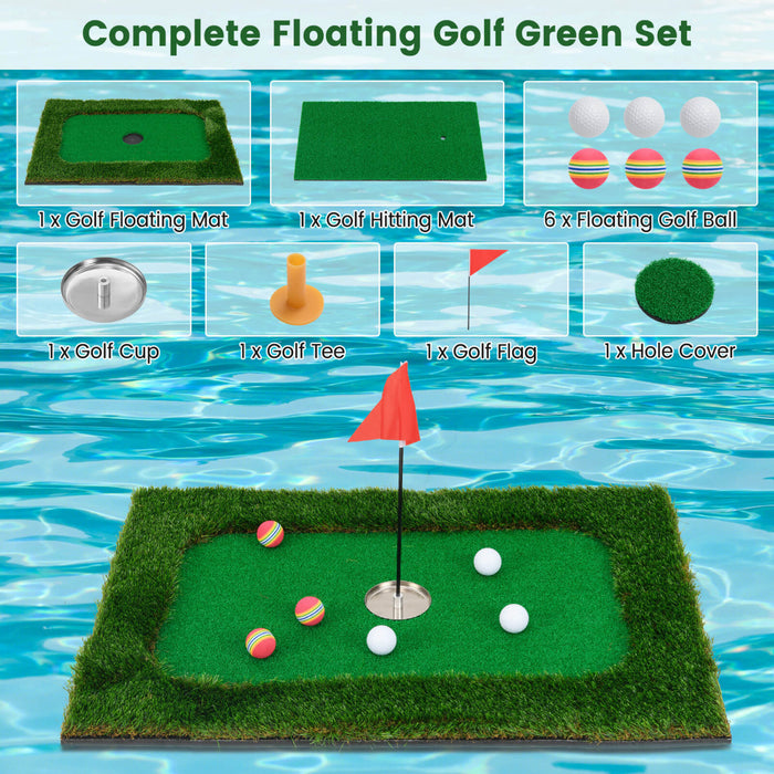 Costway Rectangulaire Flottant Golf Vert Pour La Piscine Comprend Le Tapis De Golf Frappant 6 Balles De Golf