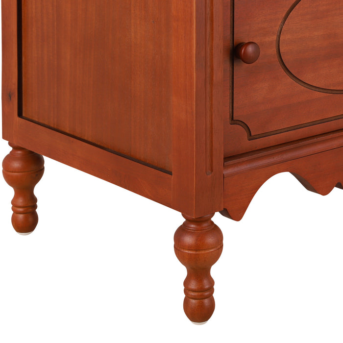 Amelia Table de Nuit Vintage de 24\" avec Tiroir Sculpte et Cabinet, Marron