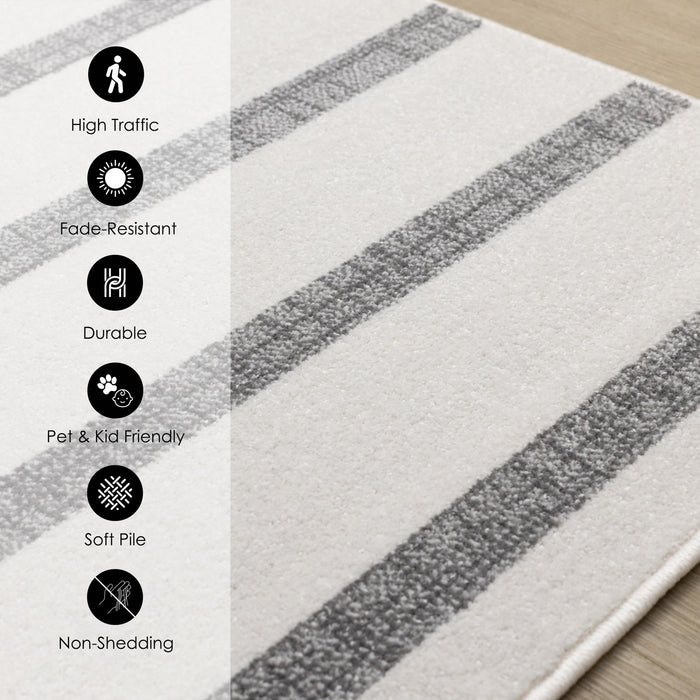 Tapis Covington Raye Gris Blanc, 5'3\" x 7'7\"