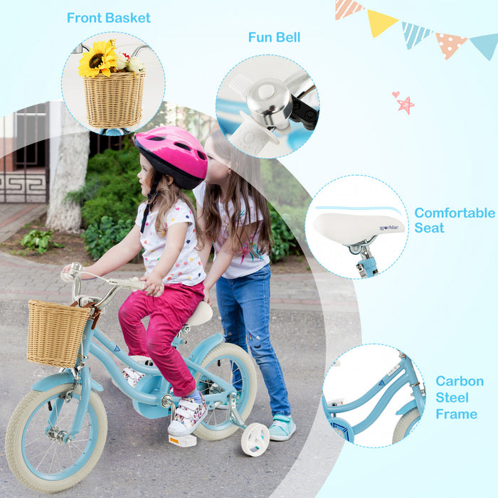 Prorider 14\" Velo Enfant Avec Roues D'entrainement Reglable Guidon Siege Frein A Main Bleu