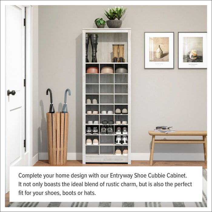 Armoire de rangement pour chaussures Rustic Ridge champêtre - blanc vieilli